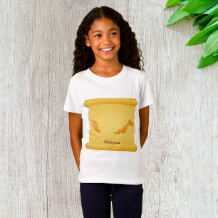Vintage Malaysia Map Scroll Old World Travel T-Shirt