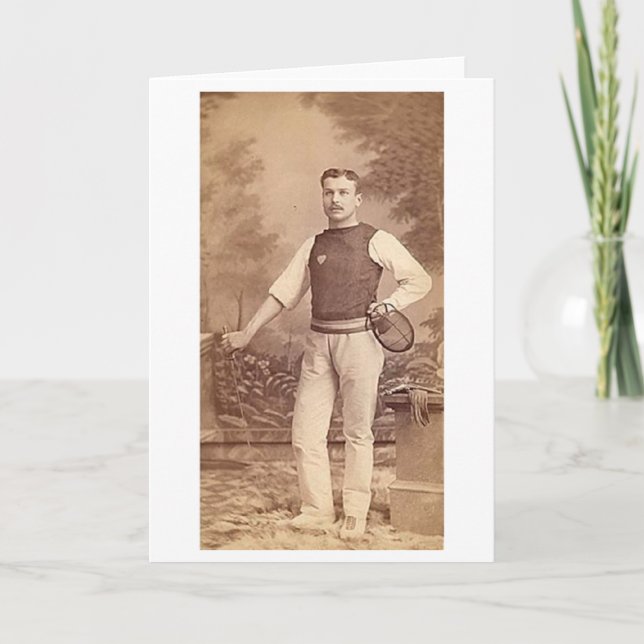 Vintage Male Fencer! Vintage Fencing Note Card (Front)