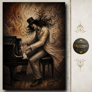 Vintage Male Piano Player Music Art Tissue Paper