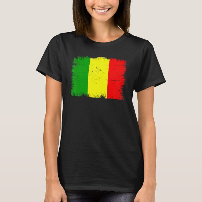 Vintage Mali Flag Malian Independence Day T-Shirt (Front)