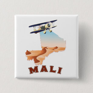 Vintage Mali Map travel poster 15 Cm Square Badge