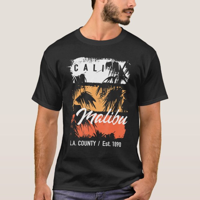 Vintage Malibu Beach California Surf Cali Surfing  T-Shirt (Front)