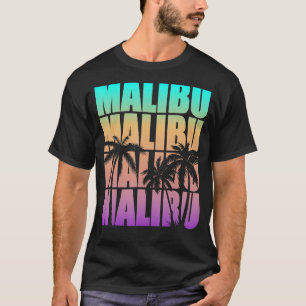 Vintage Malibu CA California Colourful Palm Tree R T-Shirt
