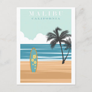 Vintage Malibu California Beach Travel Postcard