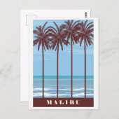 Vintage Malibu California Ocean Palm Tree Travel Postcard (Front/Back)
