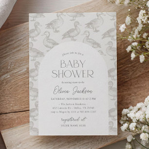 Vintage Mallard Duck Baby Shower Invitation