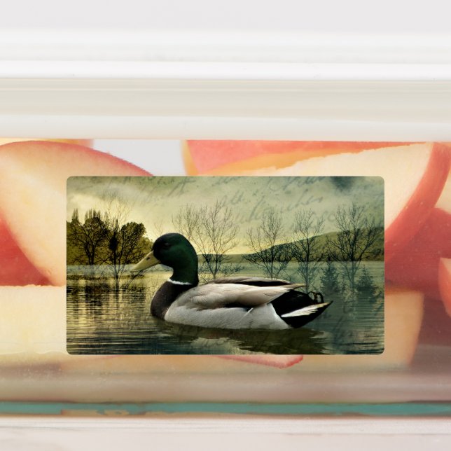 Vintage Mallard Duck Weathered Postcard (Affixed)
