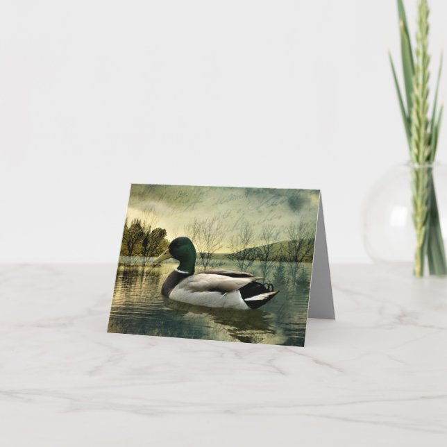 Vintage Mallard Duck Weathered Postcard (Front)