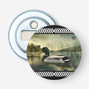 Vintage Mallard Duck Weathered Postcard Bottle Opener
