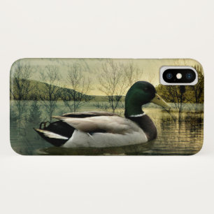 Vintage Mallard Duck Weathered Postcard iPhone X Case