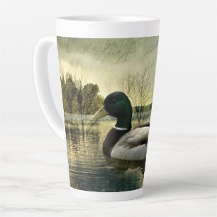 Vintage Mallard Duck Weathered Postcard Latte Mug