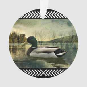 Vintage Mallard Duck Weathered Postcard  Ornament