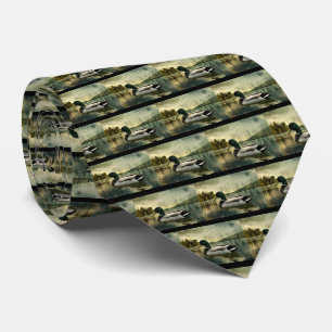 Vintage Mallard Duck Weathered Postcard Tie
