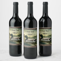 Vintage Mallard Duck Weathered Postcard Wine Label