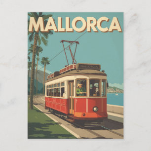 Vintage Mallorca Spain Tram Travel Postcard