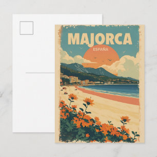 Vintage Mallorcca beach Spain travel souvenirs Holiday Postcard
