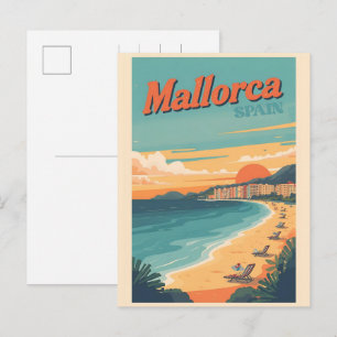 Vintage Mallorcca beach Spain travel souvenirs Holiday Postcard