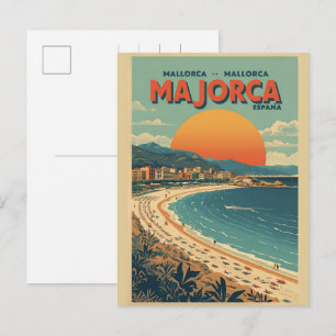 Vintage Mallorcca beach Spain travel souvenirs Holiday Postcard
