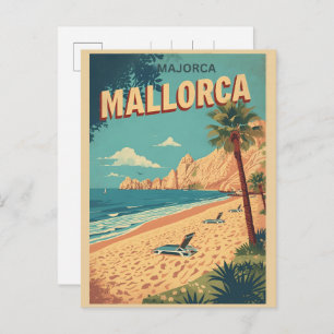 Vintage Mallorcca beach Spain travel souvenirs Holiday Postcard