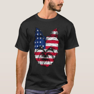 Vintage Maltese Husky With Usa Flag 4th Of July Me T-Shirt