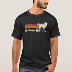 Vintage Maltese Shih Tzu Retro Mum Dad Dog T-Shirt