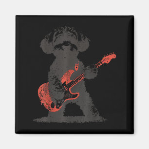 Vintage Maltipoo Rock Playing Guitar Funny Dog Magnet