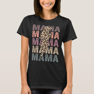 Vintage Mama Lightning Bolt Leopard Mum Life Mothe T-Shirt