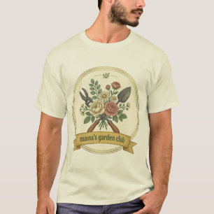 Vintage Mama's Garden Club Badge Design T-Shirt