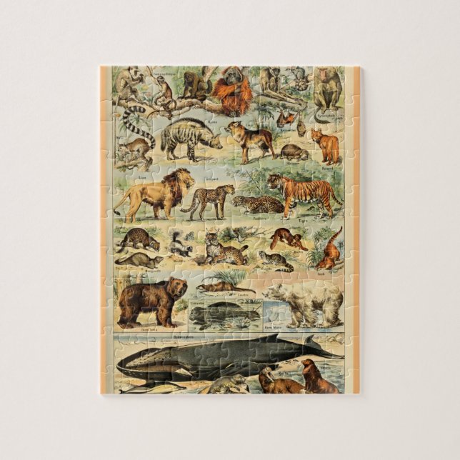 Vintage Mammals Animals Old Illustration Art Jigsaw Puzzle (Vertical)