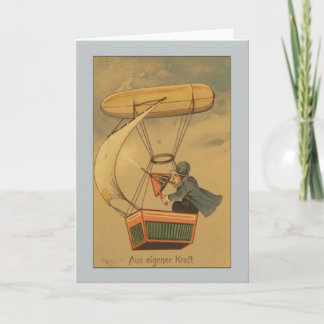 Vintage Man in Blimp Greetings Card