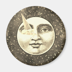 Vintage man in moon full face ice cream cone eye magnet
