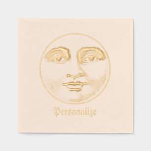Vintage man in the moon face  foil napkins