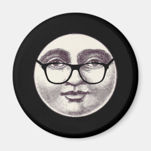 Vintage man in the moon full face glasses black wh magnet