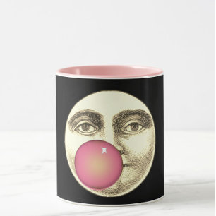 Vintage man in the moon full face pink bubblegum mug