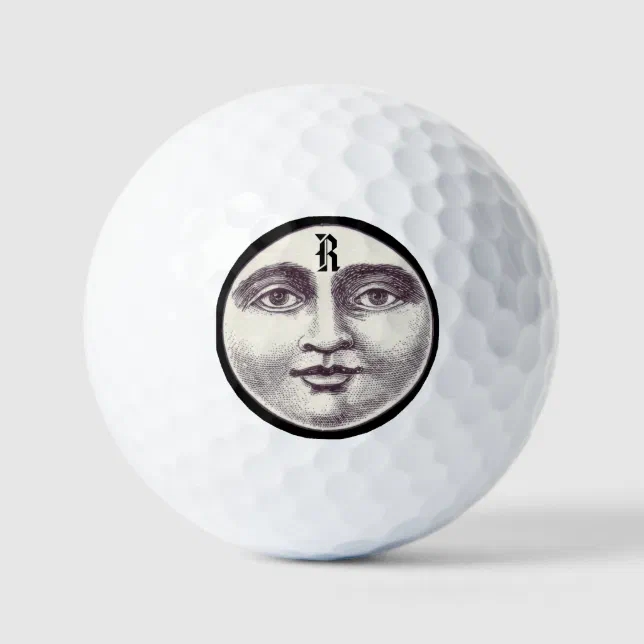 Vintage man in the moon full moon face golf balls Zazzle