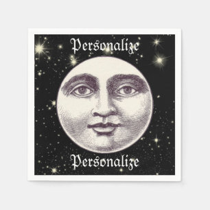 Vintage man in the moon full moon face  napkin