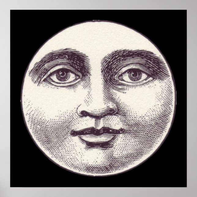 Vintage man in the moon full moon face poster (Front)