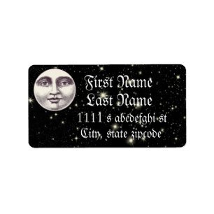 Vintage man in the moon return address label