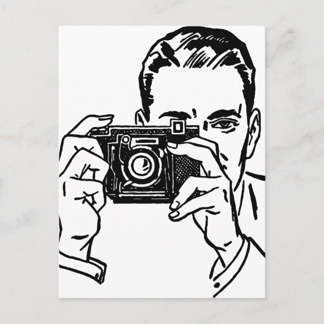 Vintage Man With Camera Postcard (Front)