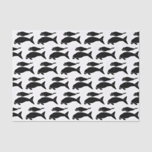 Vintage Manat Silhouette Drawing Black Tissue Paper