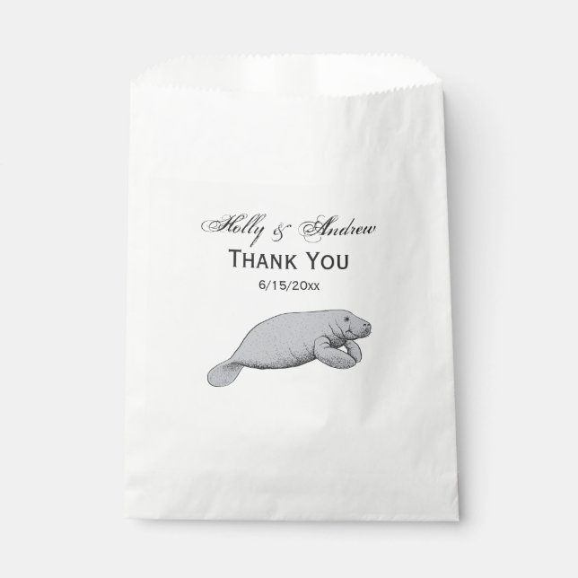 Vintage Manatee Drawing Favour Bags (Front)