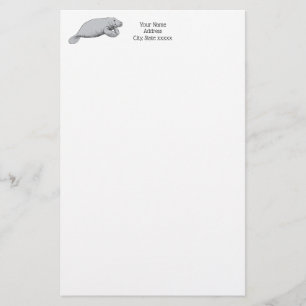 Vintage Manatee Drawing Stationery
