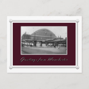 Vintage Manchester Train Station Postcard