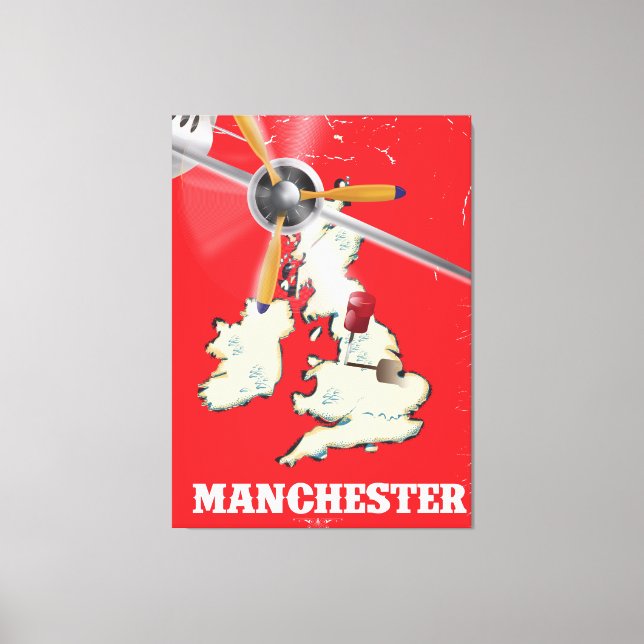 Vintage Manchester Travel Poster Canvas Print (Front)