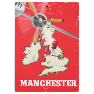 Vintage Manchester Travel Poster Clipboard