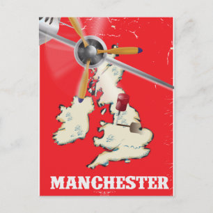 Vintage Manchester Travel Poster Postcard