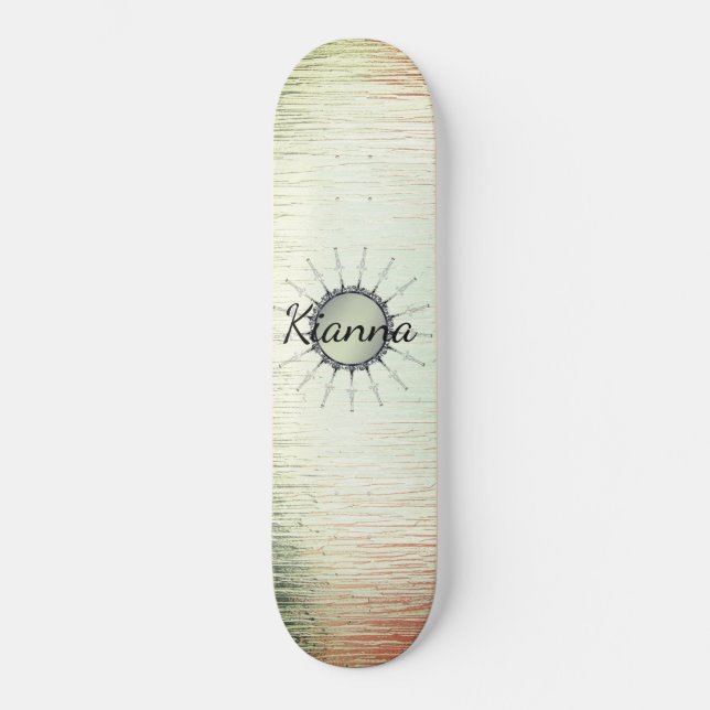 Vintage Mandala on Minty Frosted Glass  Skateboard (Front)