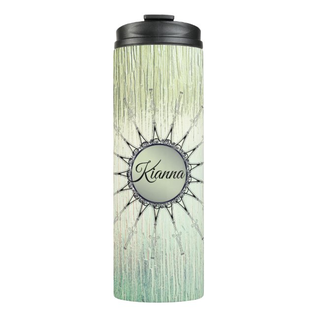 Vintage Mandala on Minty Frosted Glass   Thermal Tumbler (Front)