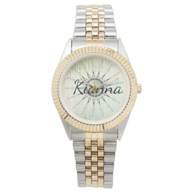 Vintage Mandala on Minty Frosted Glass   Watch (Front)