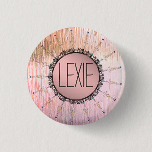 Vintage Mandala on Peachy Pink Frosted Glass 3 Cm Round Badge